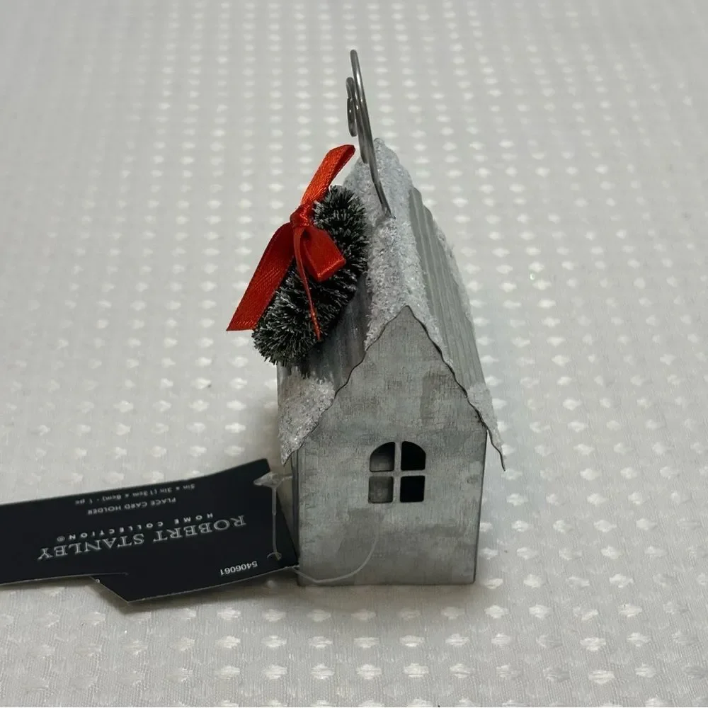 Silver and Red Metal Christmas Holiday Ornament Set